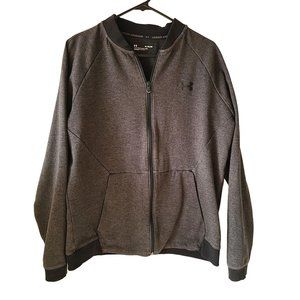 Under Armour US Men's Sz XL Fitted Double Knit Bomber Full-Zip Jacket Gray